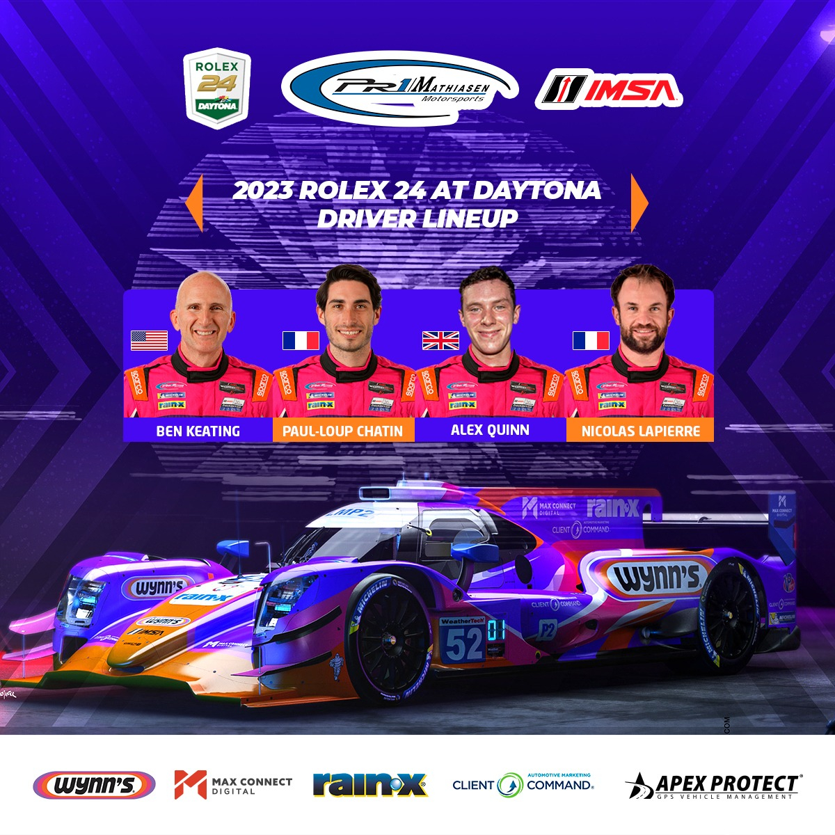 PR1 Mathiasen Motorsports announces lineup for the IMSA Endurance